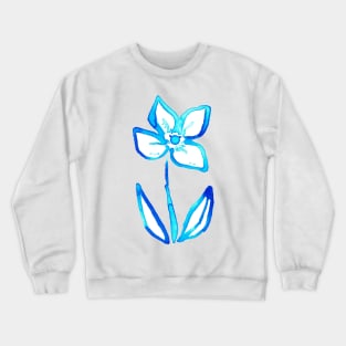 Blue Watercolor Flower Crewneck Sweatshirt